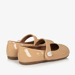 Age of Innocence Traditional Shoes|Bar Shoes*Girls Beige Patent Leather Pearl Shoes
