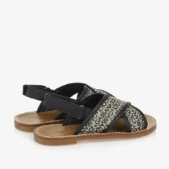 Dolce amp; Gabbana Sandals|Sandals*Girls Beige Printed Canvas Velcro Sandals