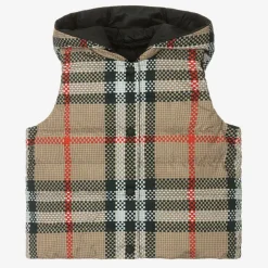Burberry Coats & Jackets*Girls Beige Reversible Check Gilet