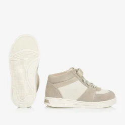 Mayoral Trainers*Girls Beige Suede Leather High-Top Trainers