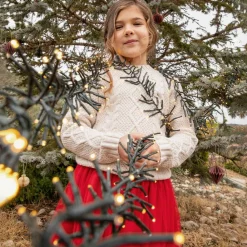 Tutto Piccolo Outfit Sets*Girls Beige Sweater & Red Tulle Skirt Set