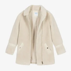 Mayoral Coats & Jackets*Girls Beige Teddy Fleece Coat