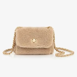 Milledeux Bags*Girls Beige Teddy Fleece Bag (12cm)