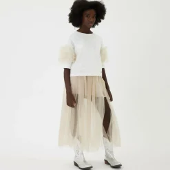 Monnalisa Skirts*Girls Beige Tulle Maxi Skirt