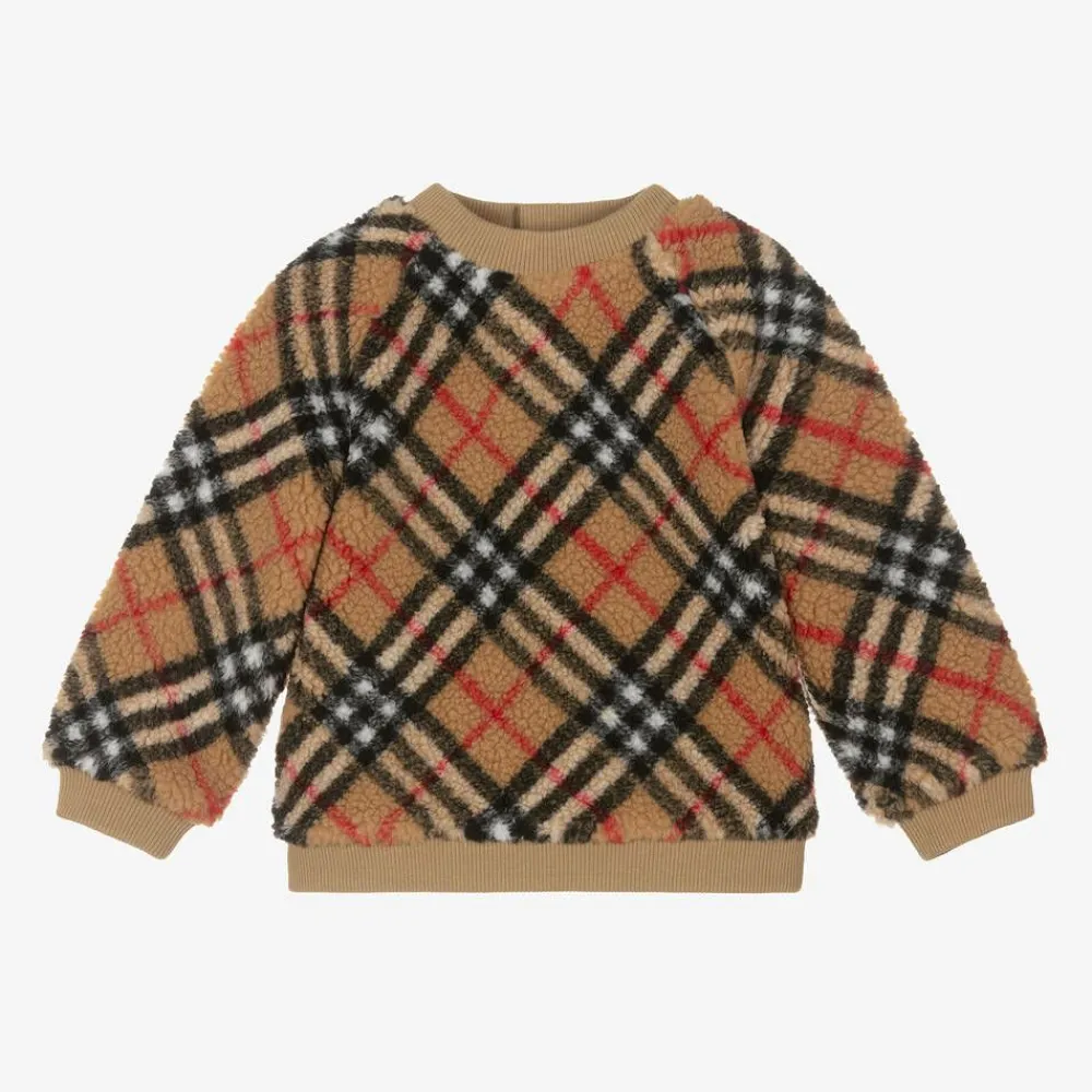 Burberry Tops*Girls Beige Vintage Check Fleece Sweatshirt