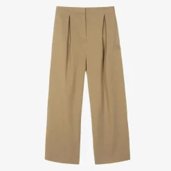 Burberry Trousers*Girls Beige Wide Leg Twill Trousers