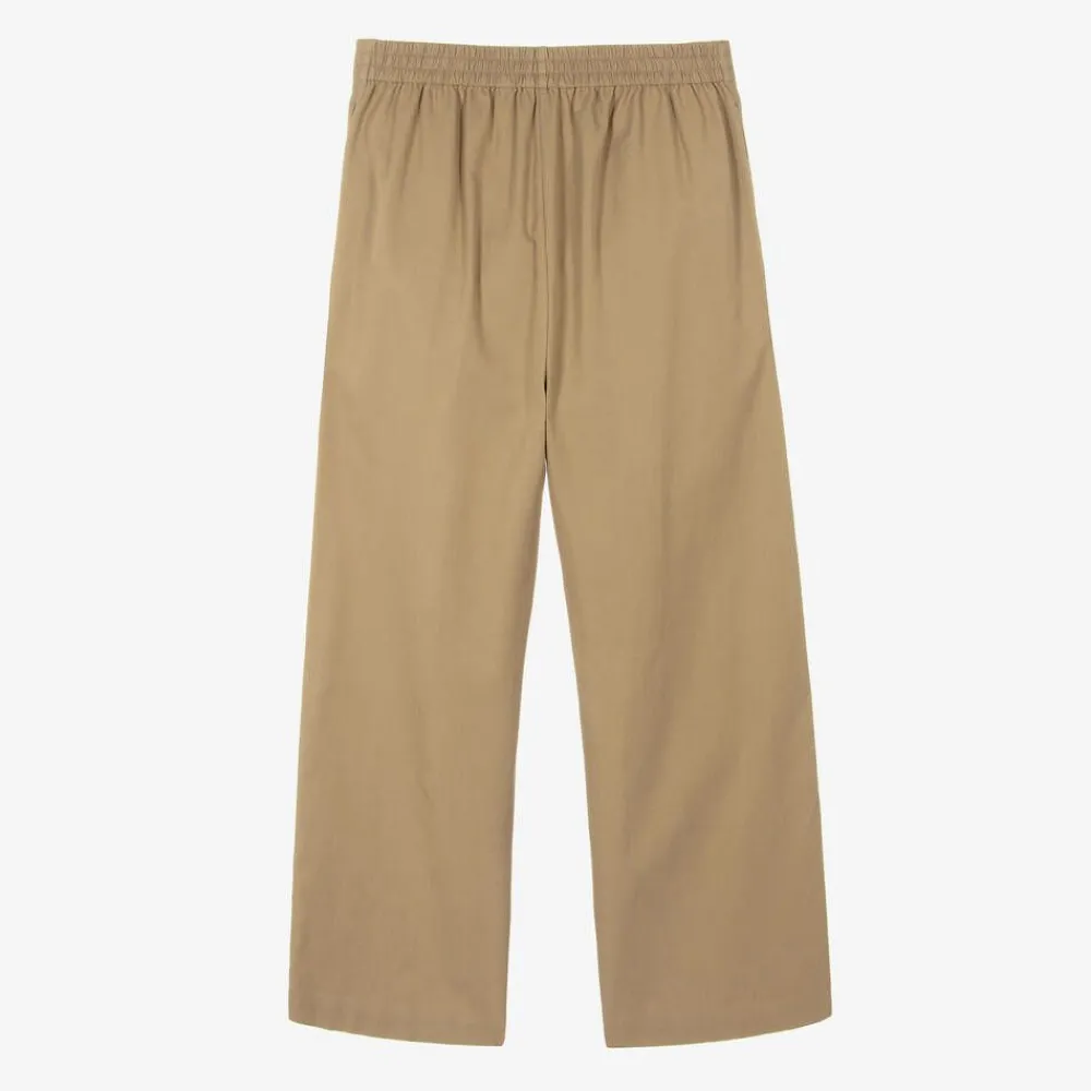 Burberry Trousers*Girls Beige Wide Leg Twill Trousers