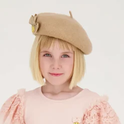 Angels Face Hats*Girls Beige Wool Beret Sand