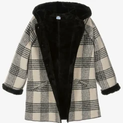 Mayoral Coats & Jackets*Girls Black & Beige Check Coat