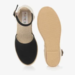 Pisamonas Espadrilles|Espadrilles*Girls Black & Beige Wedge Espadrilles