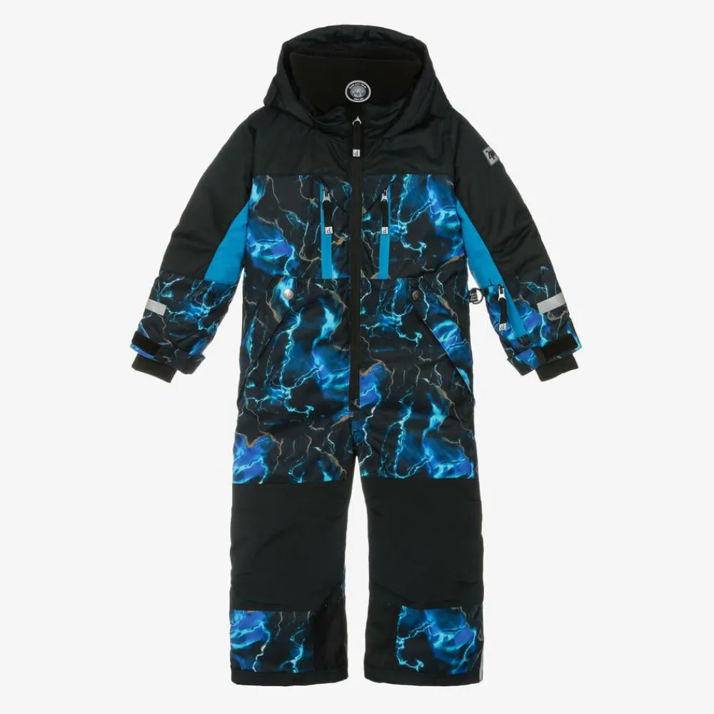 Deux par Deux Snowwear*Girls Black & Blue Storm Snowsuit Set