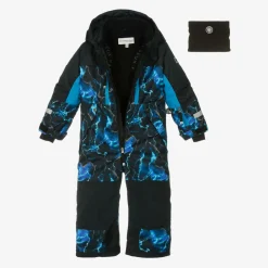 Deux par Deux Snowwear*Girls Black & Blue Storm Snowsuit Set
