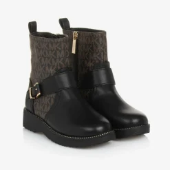 Michael Kors Kids Boots|Boots*Girls Black & Brown Faux Leather Boots