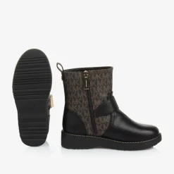 Michael Kors Kids Boots|Boots*Girls Black & Brown Faux Leather Boots