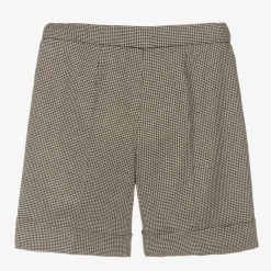 Il Gufo Shorts*Girls Black & Gold Houndstooth Shorts