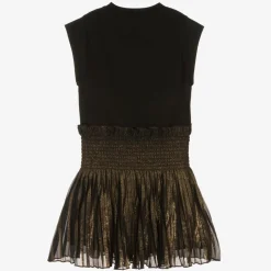 KARL LAGERFELD KIDS Dresses*Girls Black & Gold Pleated Dress