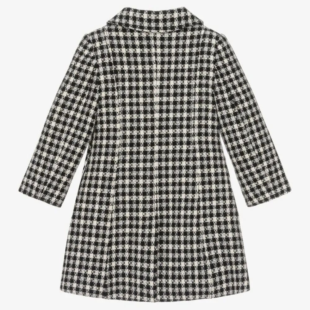 Patachou Coats & Jackets*Girls Black & Ivory Check Tweed Coat