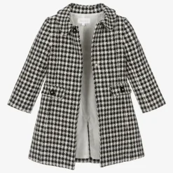 Patachou Coats & Jackets*Girls Black & Ivory Check Tweed Coat
