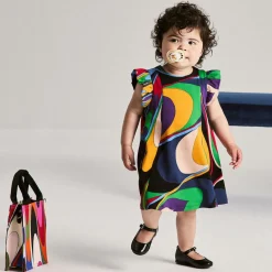 PUCCI Dresses*Girls Black & Purple Onde Print Viscose Dress