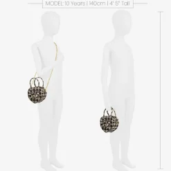 Angels Face Bags*Girls Black & Silver Houndstooth Bag (15cm) Black/Silver