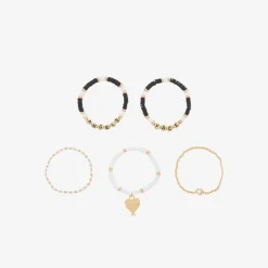 Angels Face Jewellery*Girls Black & White Bracelets (5 Pack)