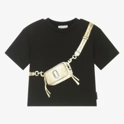 MARC JACOBS Tops*Girls Black Bag Print Cotton T-Shirt