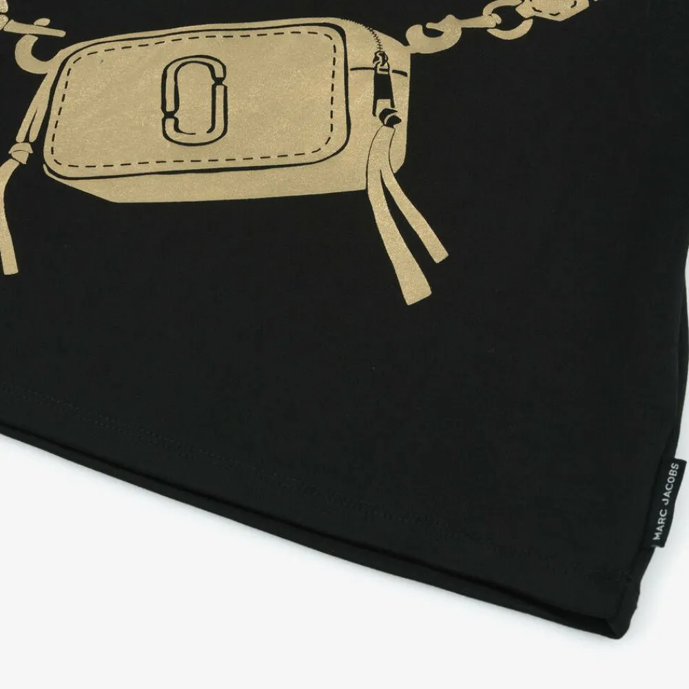 MARC JACOBS Tops*Girls Black Bag Print Cotton T-Shirt