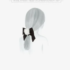 Patachou Hair Accessories*Girls Black Bow & Flower Hair Elastic