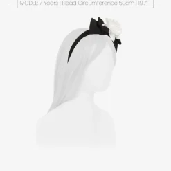 Patachou Hair Accessories*Girls Black Bow & White Floral Hairband