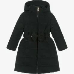 Caramelo Kids Coats & Jackets*Girls Black Bow Puffer Coat