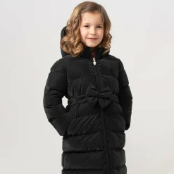 Caramelo Kids Coats & Jackets*Girls Black Bow Puffer Coat