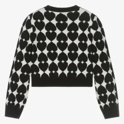 Moschino Kid-Teen Tops*Girls Black Cotton & Wool Knit Cardigan
