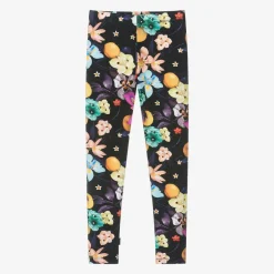Molo Leggings*Girls Black Cotton Floral Leggings