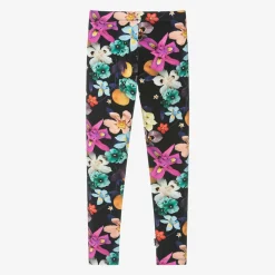 Molo Leggings*Girls Black Cotton Floral Leggings