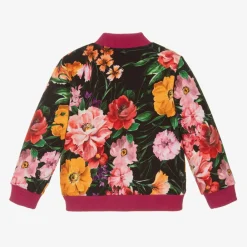 Dolce amp; Gabbana Tops*Girls Black Cotton Floral Zip-Up Top