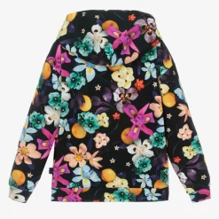 Molo Tops*Girls Black Cotton Floral Hoodie