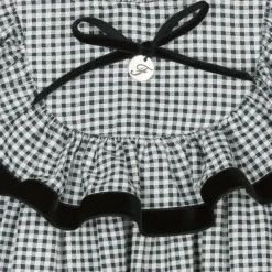 Foque Dresses*Girls Black Cotton Gingham Dress