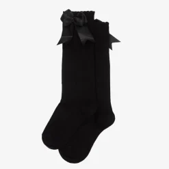 Carlomagno Socks*Girls Black Cotton Knee Length Socks