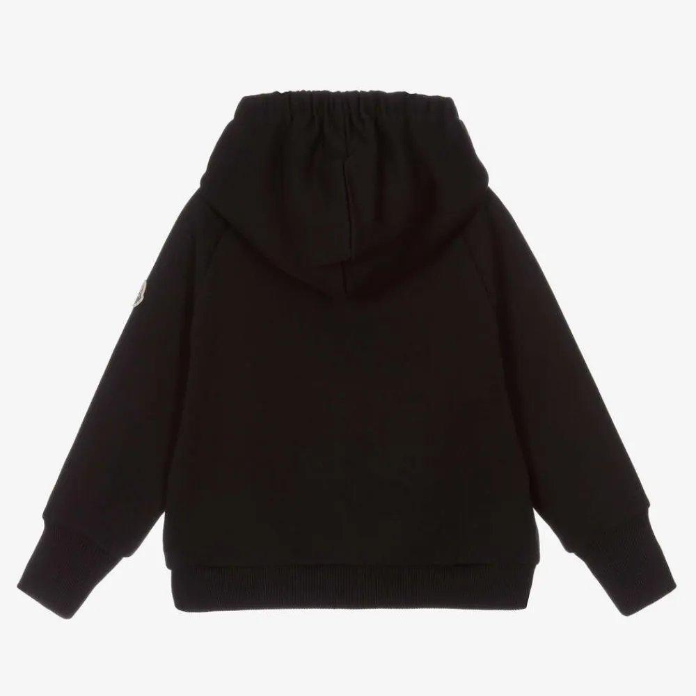 Moncler Enfant Tops*Girls Black Cotton Logo Hoodie