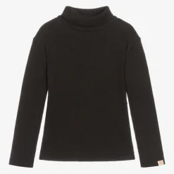 Joyday Tops*Girls Black Cotton Roll Neck Top