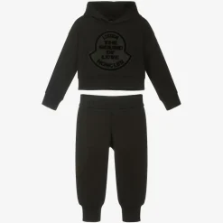 Moncler Enfant Tracksuits*Girls Black Cotton Tracksuit