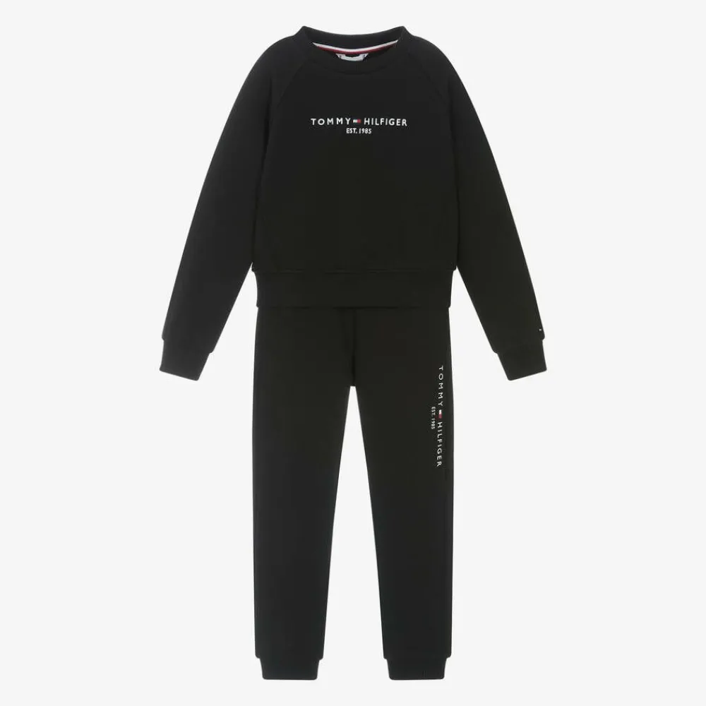 Tommy Hilfiger Tracksuits*Girls Black Cotton Tracksuit