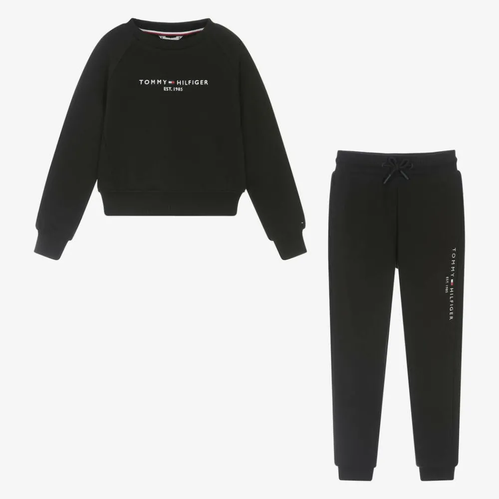 Tommy Hilfiger Tracksuits*Girls Black Cotton Tracksuit
