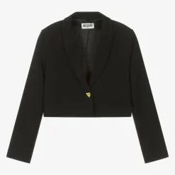 Moschino Kid-Teen Coats & Jackets*Girls Black Cropped Crêpe Blazer