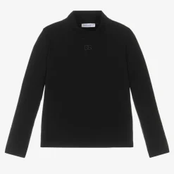 Dolce amp; Gabbana Tops*Girls Black DG Cotton Turtleneck Top