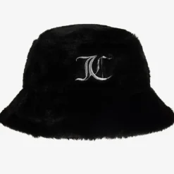 Juicy Couture Hats*Girls Black Faux Fur Bucket Hat