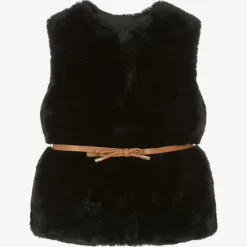 Mayoral Coats & Jackets*Girls Black Faux Fur Gilet