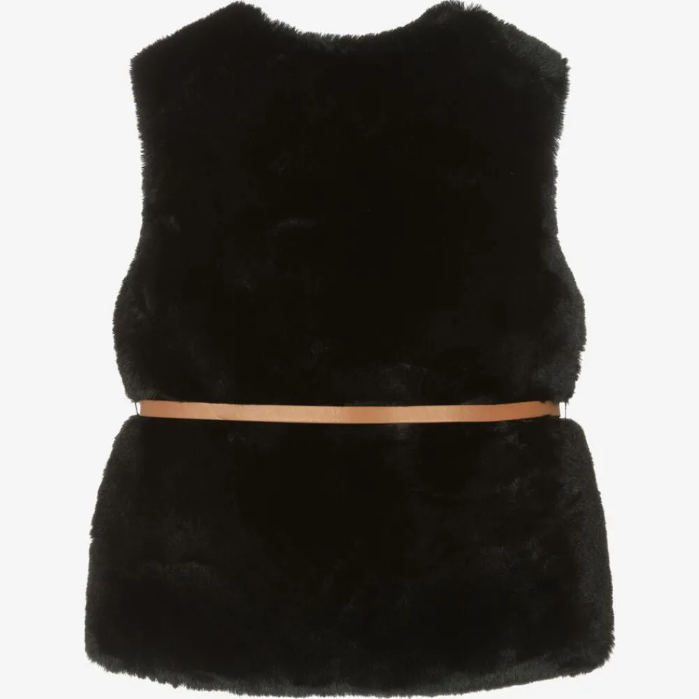 Mayoral Coats & Jackets*Girls Black Faux Fur Gilet