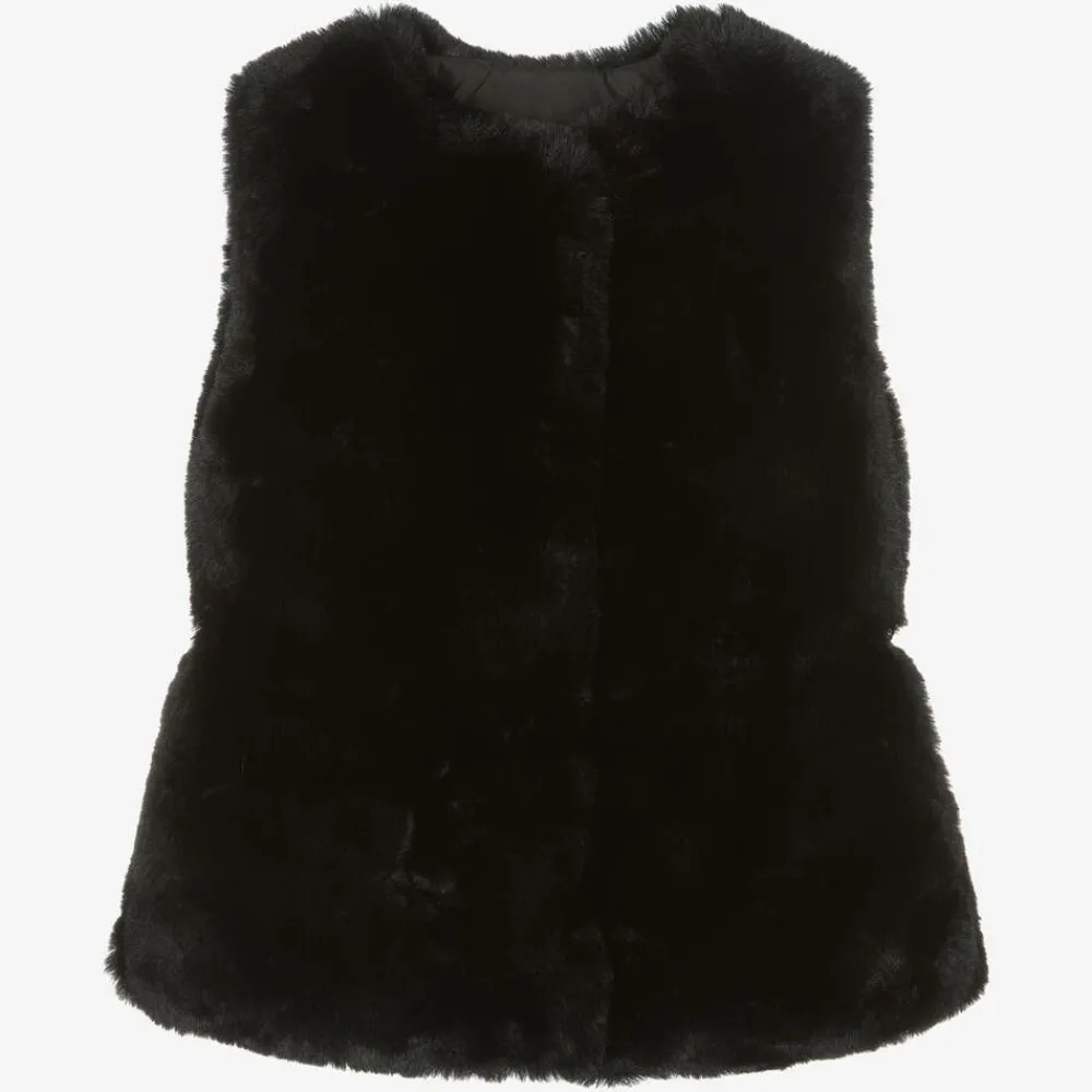 Mayoral Coats & Jackets*Girls Black Faux Fur Gilet