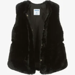 Mayoral Coats & Jackets*Girls Black Faux Fur Gilet